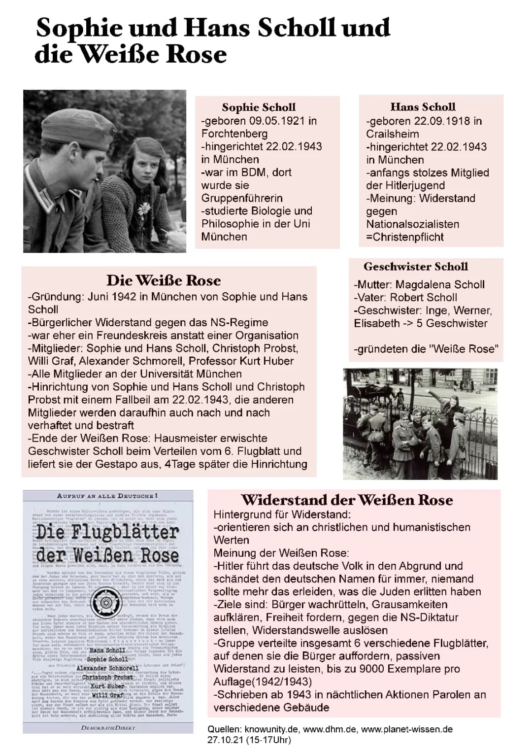 Sophie und Hans Scholl und die Weiße Rose