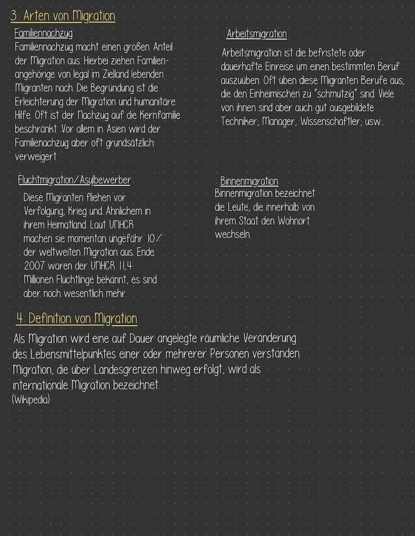 3: Arten von Migration
Familiennachzug
Familiennachzug macht einen großen Anteil
der Migration aus. Hierbei ziehen Familien-
angehörige von 