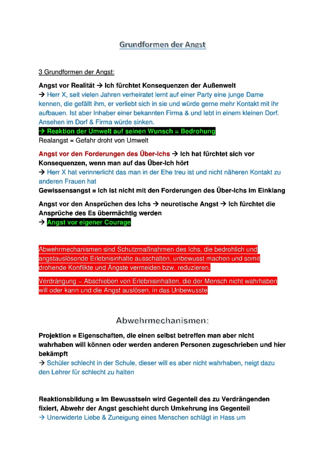 Die 4 Grundformen der Angst: Tests, Zusammenfassungen und Beispiele