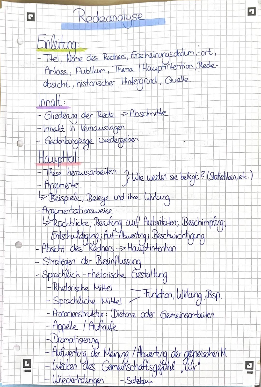 # Redeanalyse

## Einleitung:
- Titel, Nome des Redness, Erscheinungsdatum,-ort,
Anlass, Publikum, Thema / Hauptintention, Rede-
Obsicht, hi
