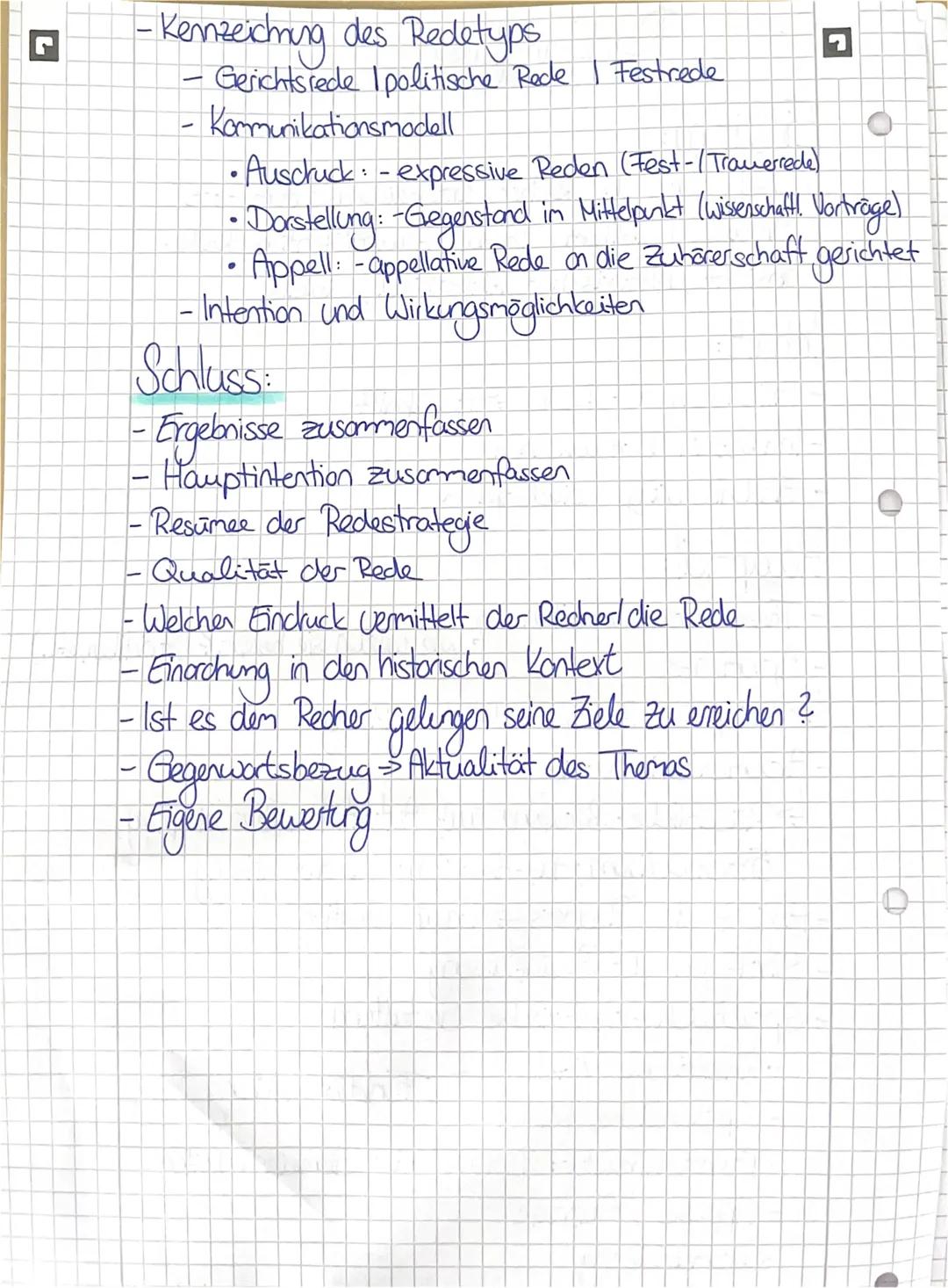 # Redeanalyse

## Einleitung:
- Titel, Nome des Redness, Erscheinungsdatum,-ort,
Anlass, Publikum, Thema / Hauptintention, Rede-
Obsicht, hi