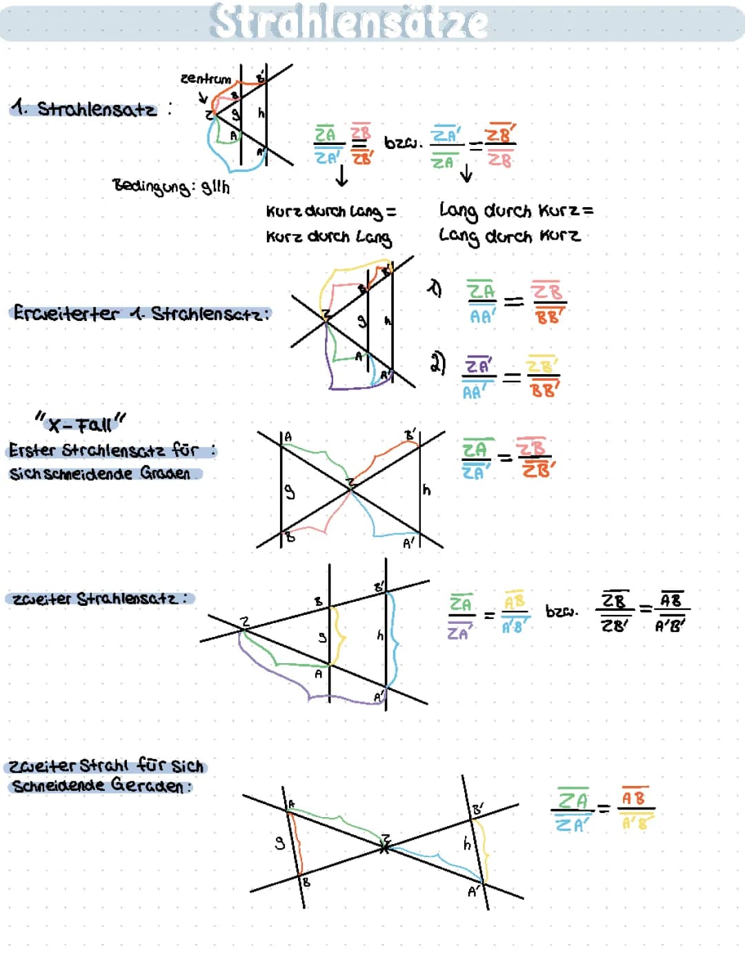 Strahlensatz einfach erklärt - 1. Strahlensatz, 2. Strahlensatz, 3. Strahlensatz
