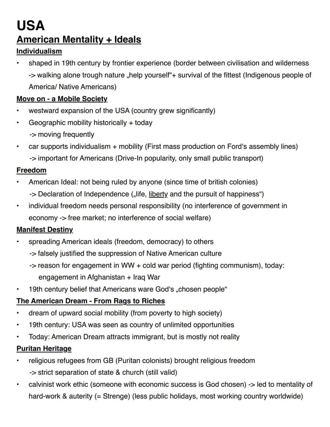 ORAL EXAM
PREPARATION | USA
ABITUR 2023
ENGLISCH GRUNDKURS (3 STD.) USA
American Mentality + Ideals
Individualism
Move on - a Mobile Society