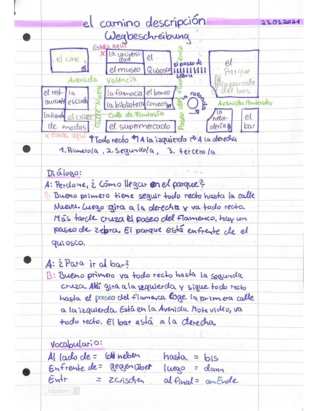 Wegbeschreibung Spanisch 10