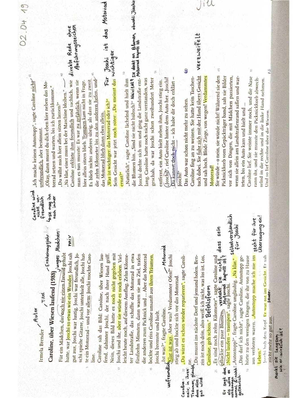 Bewertungsbogen - Beispiellösungen (KA Nr. 2 im Fach Deutsch, Jg. 9, EK)
Thema: Miteinander, gegeneinander - Konflikte erkennen und Kurzgesc