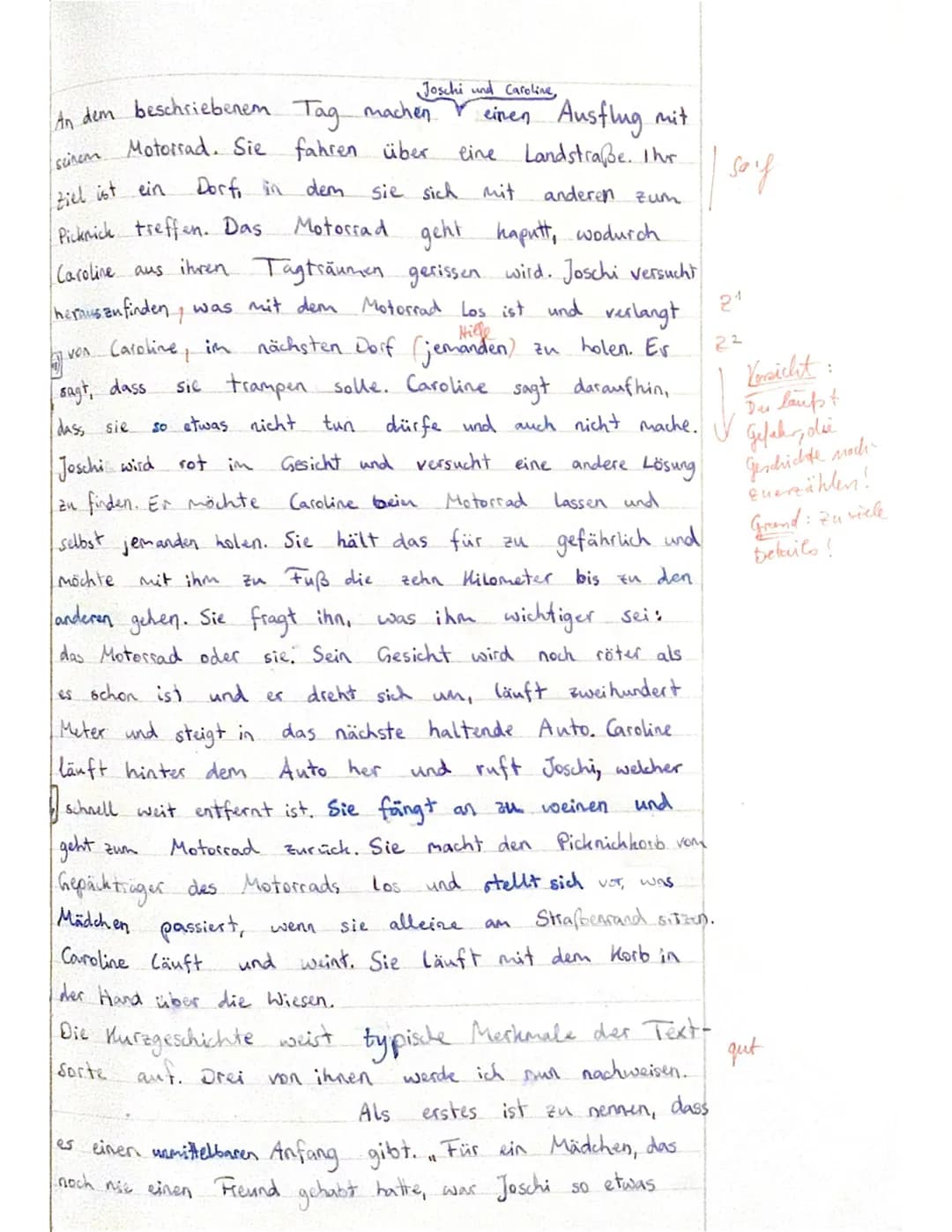 Bewertungsbogen - Beispiellösungen (KA Nr. 2 im Fach Deutsch, Jg. 9, EK)
Thema: Miteinander, gegeneinander - Konflikte erkennen und Kurzgesc