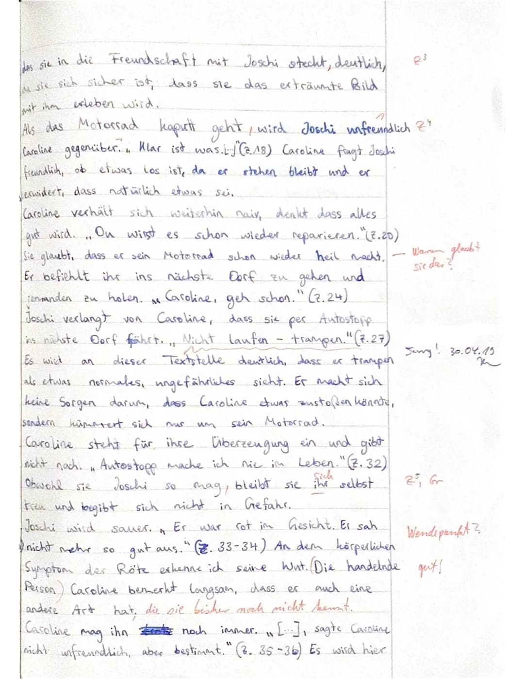 Bewertungsbogen - Beispiellösungen (KA Nr. 2 im Fach Deutsch, Jg. 9, EK)
Thema: Miteinander, gegeneinander - Konflikte erkennen und Kurzgesc