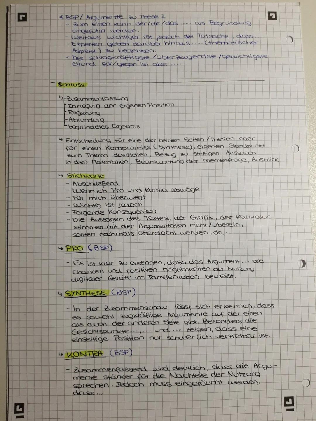 d
AUFBAU DIALEKTISCHE
- Haupteil
4(ziel) Erörterung der Themenfrage anhand zweier
argumentativ belegter The sen.
41. These
ERORTERUNG
Antith