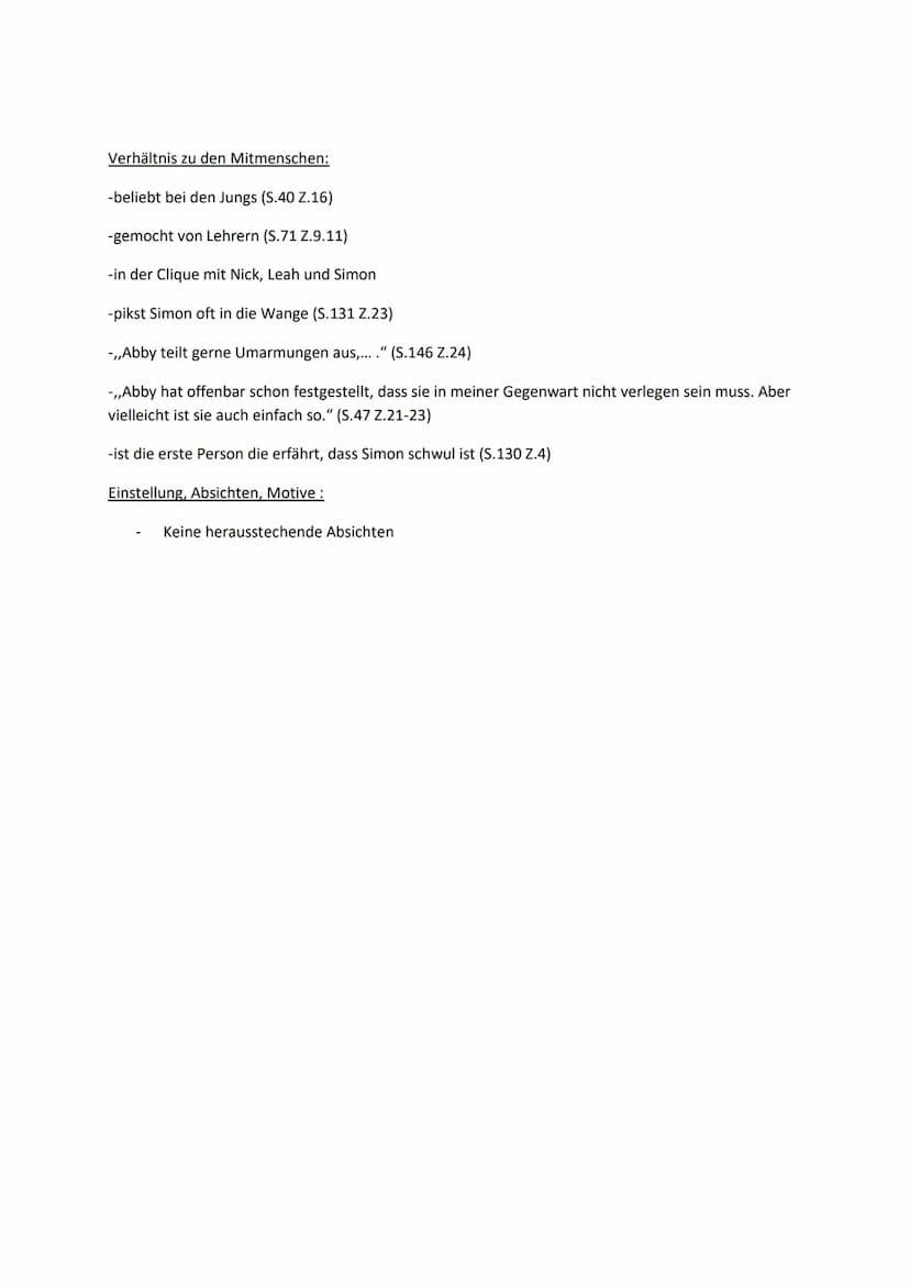 Abigail Nicole Suso
Äußeres Erscheinungsbild/besondere Merkmale:
-definierte Wangenknochen
-Braune Augen (S.131 Z.2-3)
-dunkelbraun/schwarze