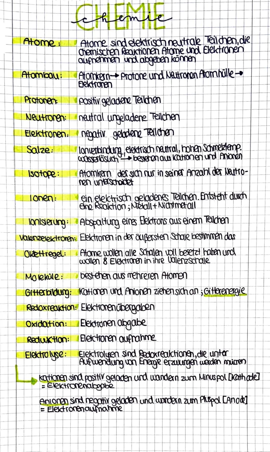 chemie
Atome sind elektrisch neutrale Teilchen, die
Chemischen Reaktionen Atome und Elektronen
aufnehmen und abgeben können
Atomkern-Protone
