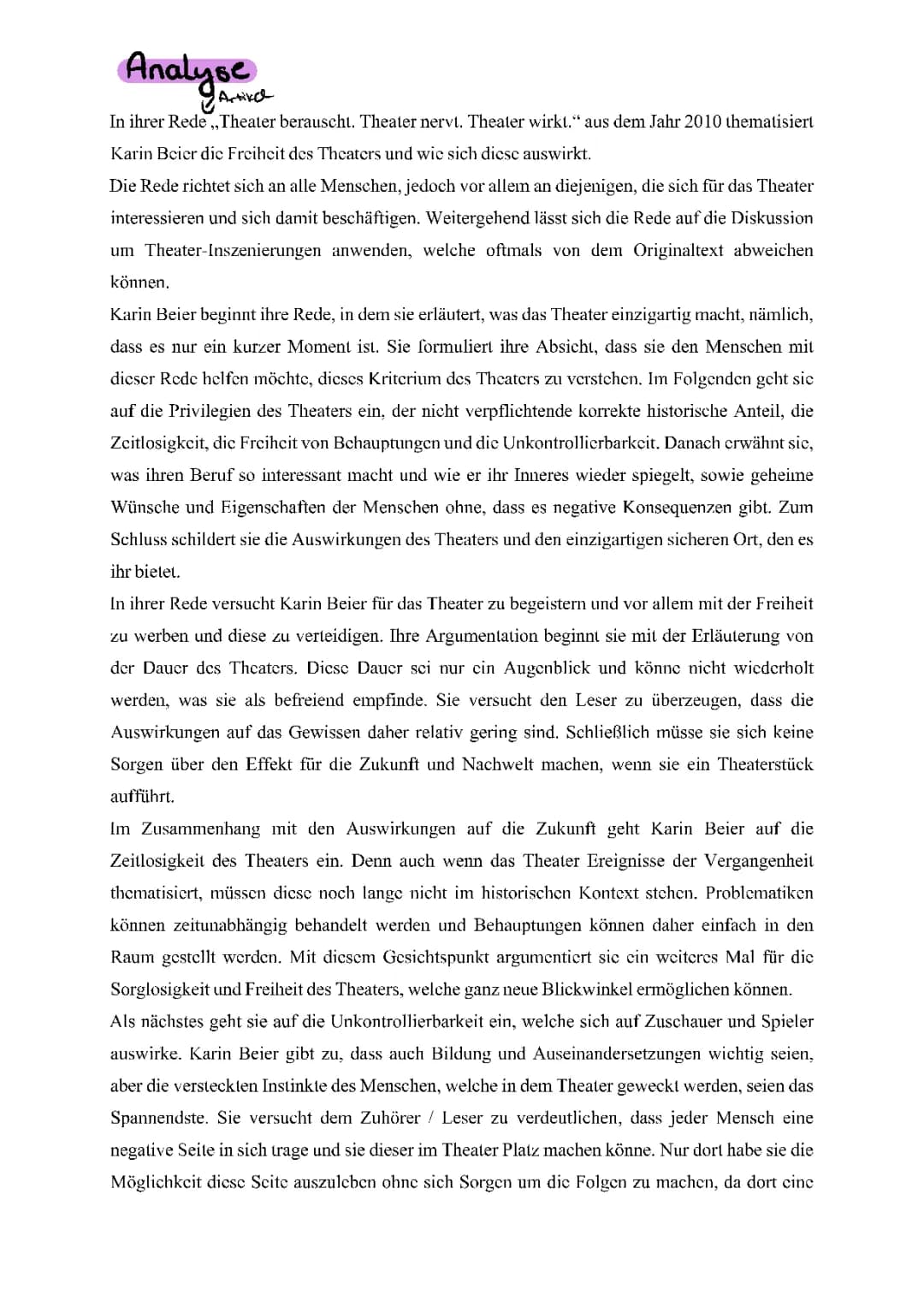Sachtextanalyse Beispiel mit Lösung PDF für Klasse 9 bis 11