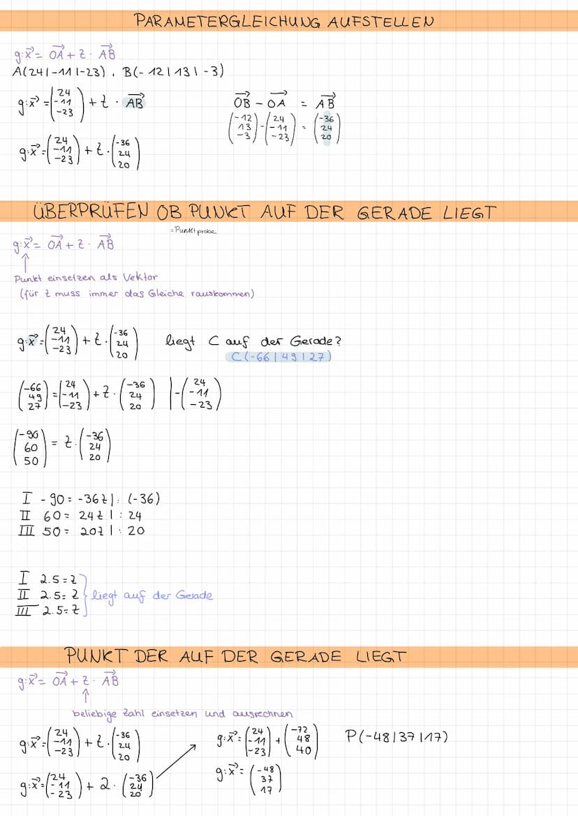 SCHNITTPUNKT VON ZWEI GERADEN
OA+ZAB
OA+ AB
1. Gleichung
2. Gleichung
** =( 2 ) + ( 21 )
³x²= ( ³ )+ $(1)
(8)+(2) - (3) () |--A)
r 8 I
(+0)-