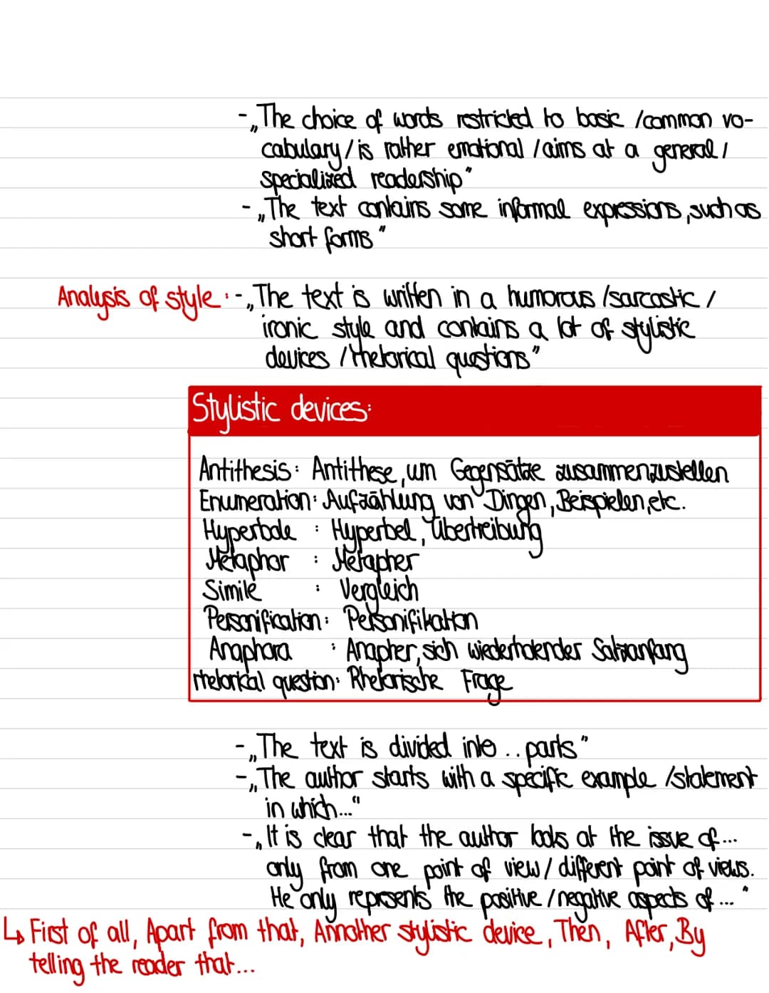 Preparation for the first exam
PART A LISTENING
PART B: READING AND WRITING
1. Summary : · kurze, auf die Aufgabe bezogene, inhaltliche Zusa