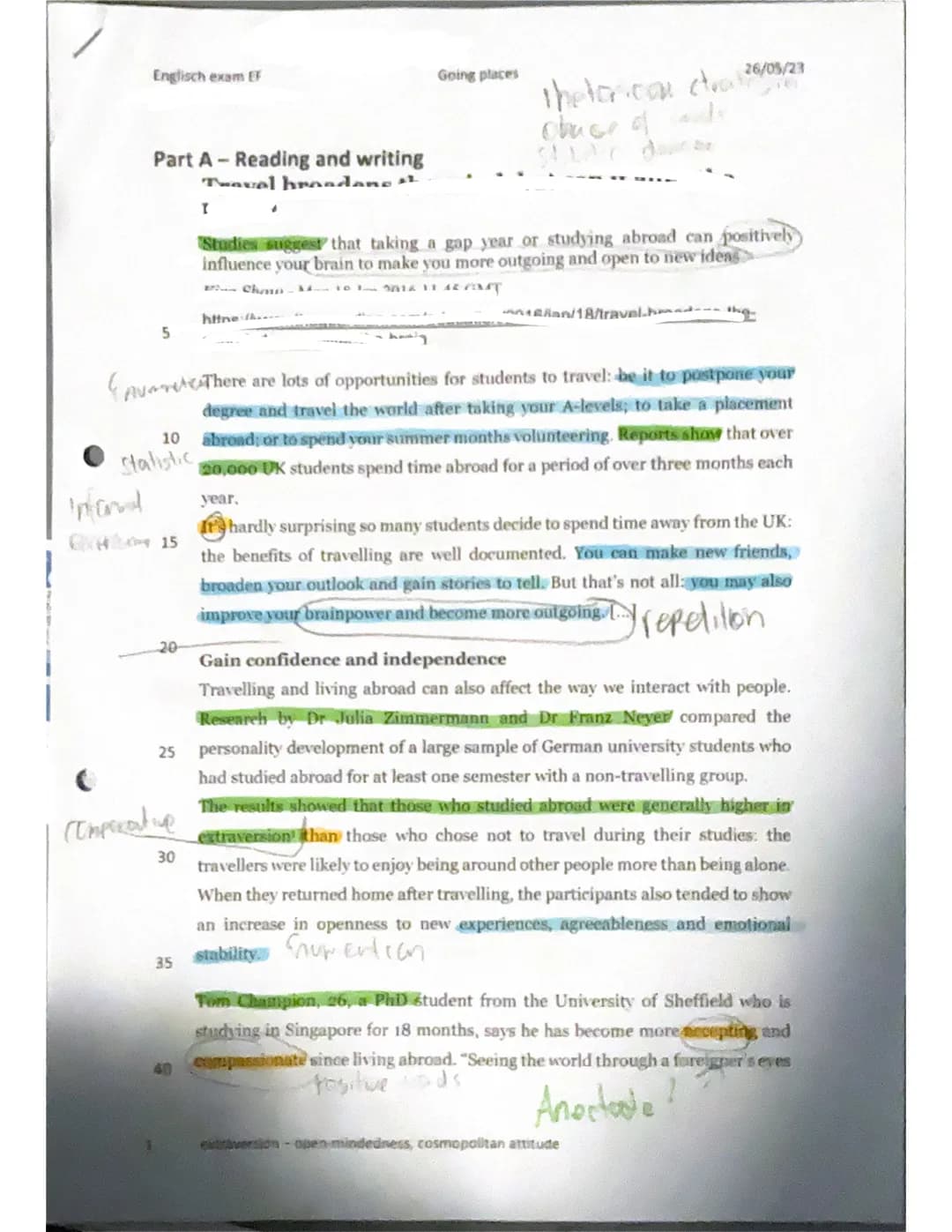 Englisch exam EF
Part A - Reading and writing
Travel hroadano st
Infand
5
Aum
10
statistic
15
20
Comparative
30
I
40
Going places
Thelon.com