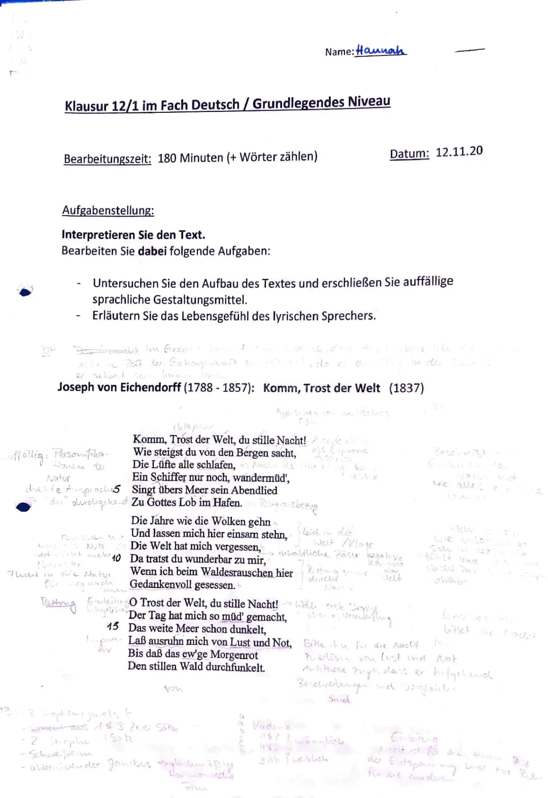 Gedichtsinterpretation Romantik