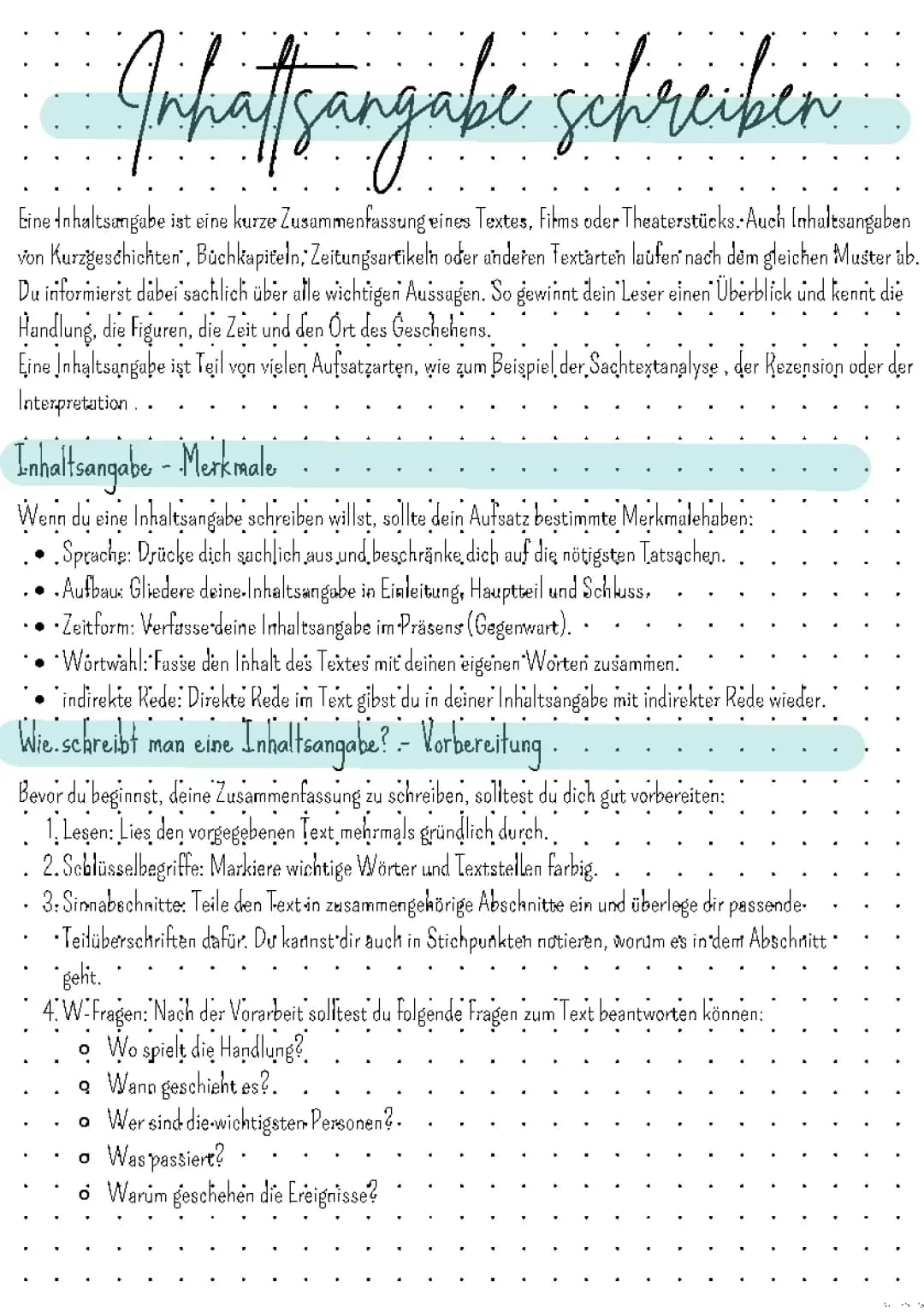 Inhaltsangabe schreiben