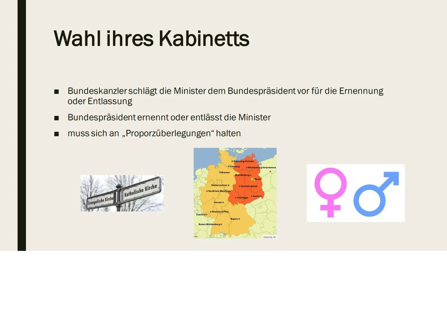 DIE
BUNDESREGIERUNG Gliederung
■
Die Bundesregierung
■ Artikel 65
■ Kanzlerprinzip, Ressortprinzip, Kollegialprinzip
■ Die Bundesminister
Di