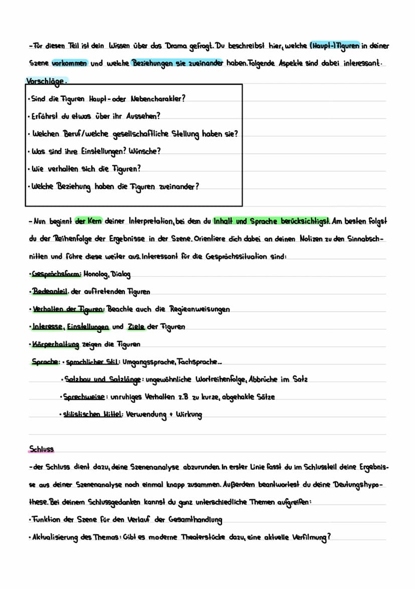 (3---------
Die Aufgabe bei einer Szenenanalyse ist es, die Szene nach Inhalt und sprachlicher Form zu unter-
suchen. So gewinnt der Leser e