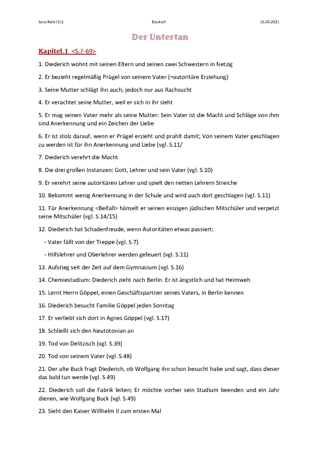 Der Untertan von Heinrich Mann - Kapitelübersicht und Analyse