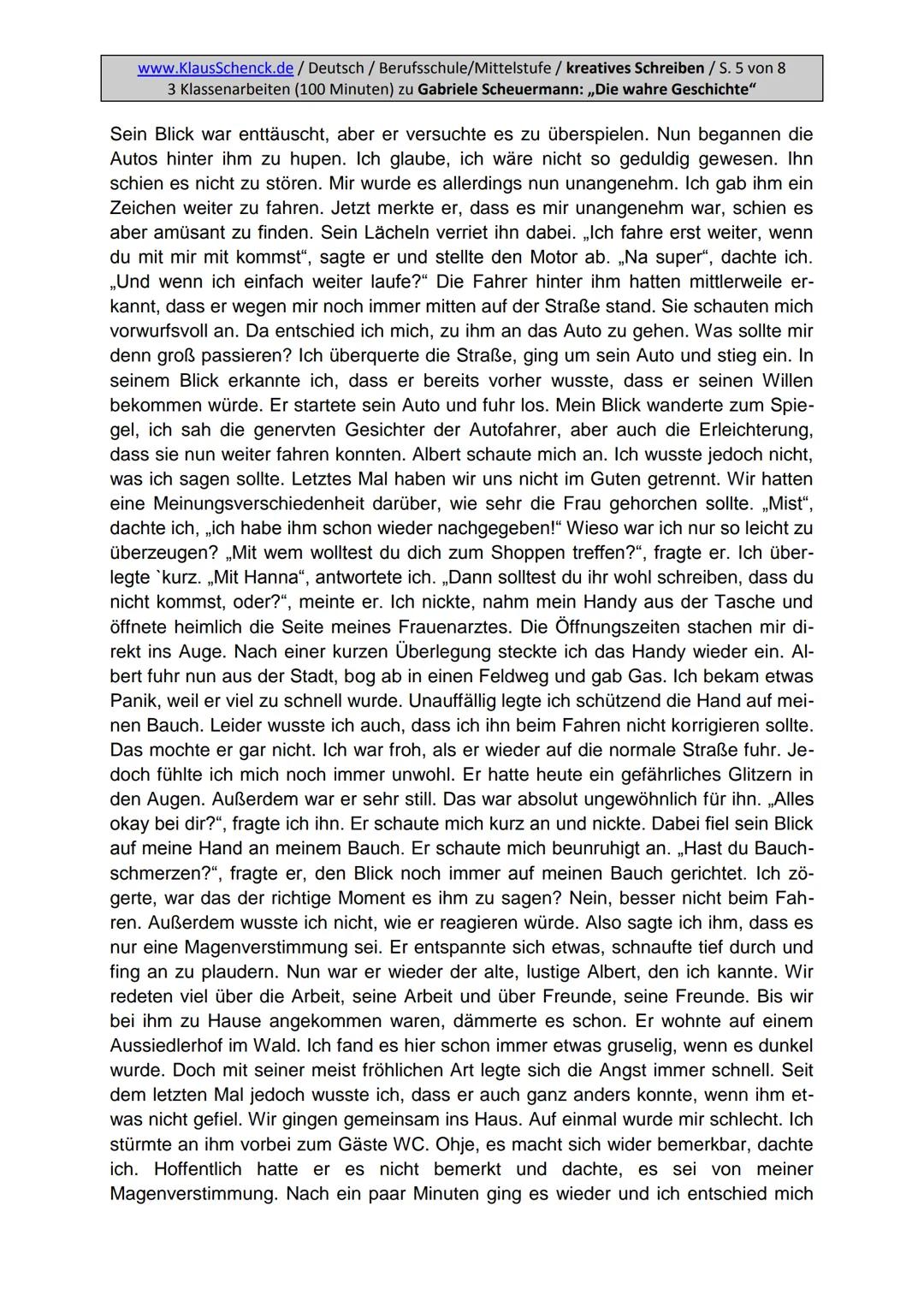 Aufgabenstellung:
Erzählen Sie die Geschichte weiter und finden Sie eine passende
Überschrift.
5
www.KlausSchenck.de/ Deutsch / Berufsschule