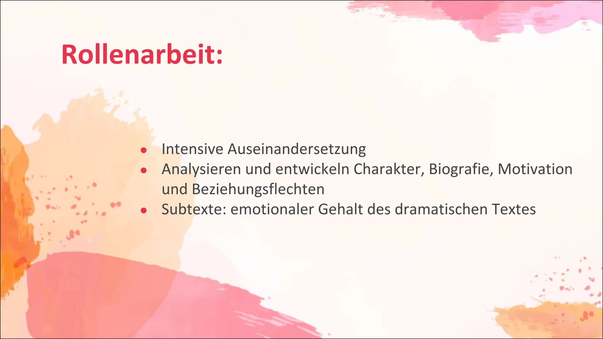 1. Aufwärmspiel
Fast Food
Stanislawski Vorgehen:
1. Ziehe eine Rolle; Beispiel:
2. Schritt:
Du willst den anderen verführen
Du bist ein Nerd