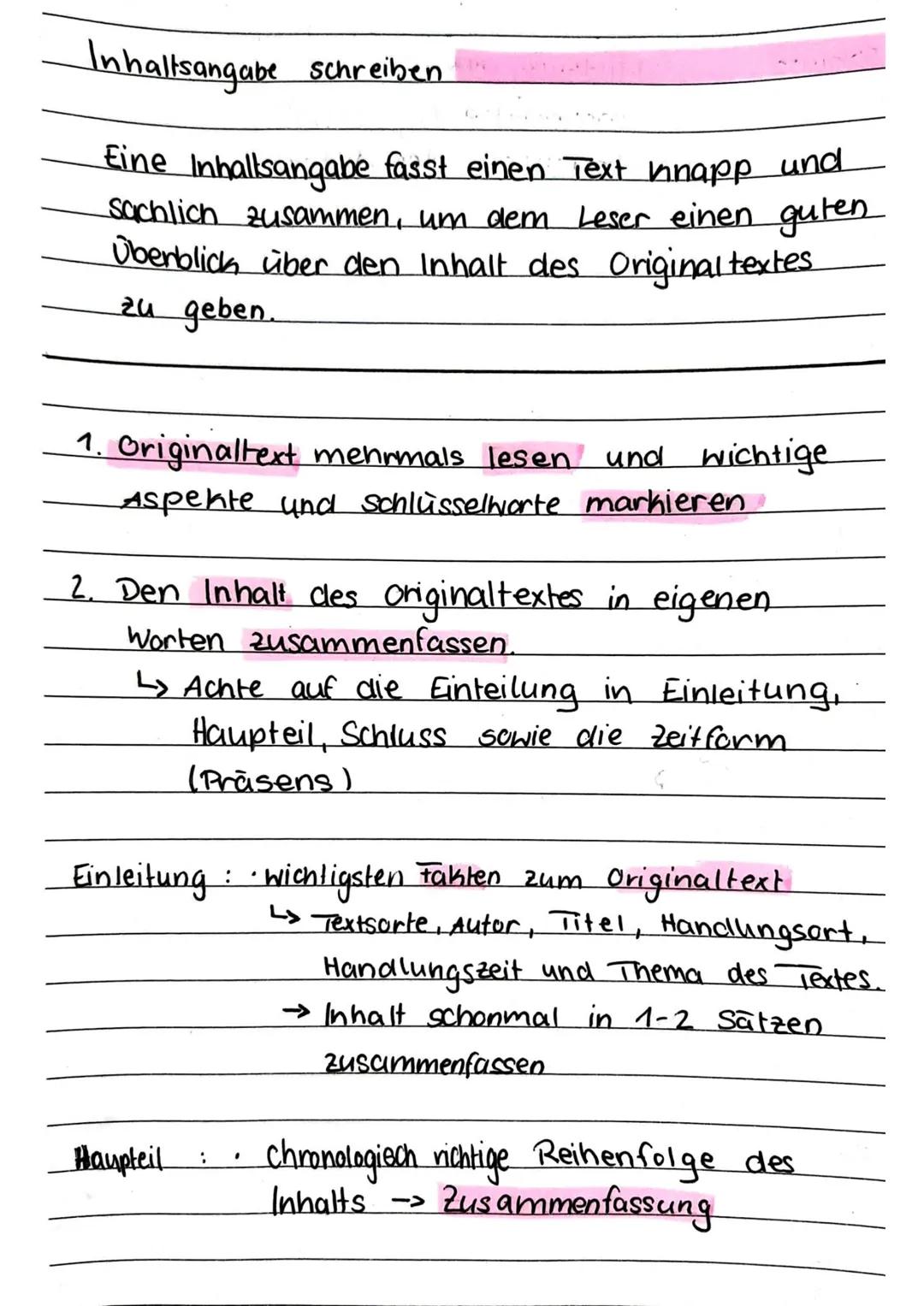 Inhaltsangabe schreiben

Eine Inhaltsangabe fasst einen Text inapp und
sachlich zusammen, um dem Leser einen guten
Überblick über den Inhalt