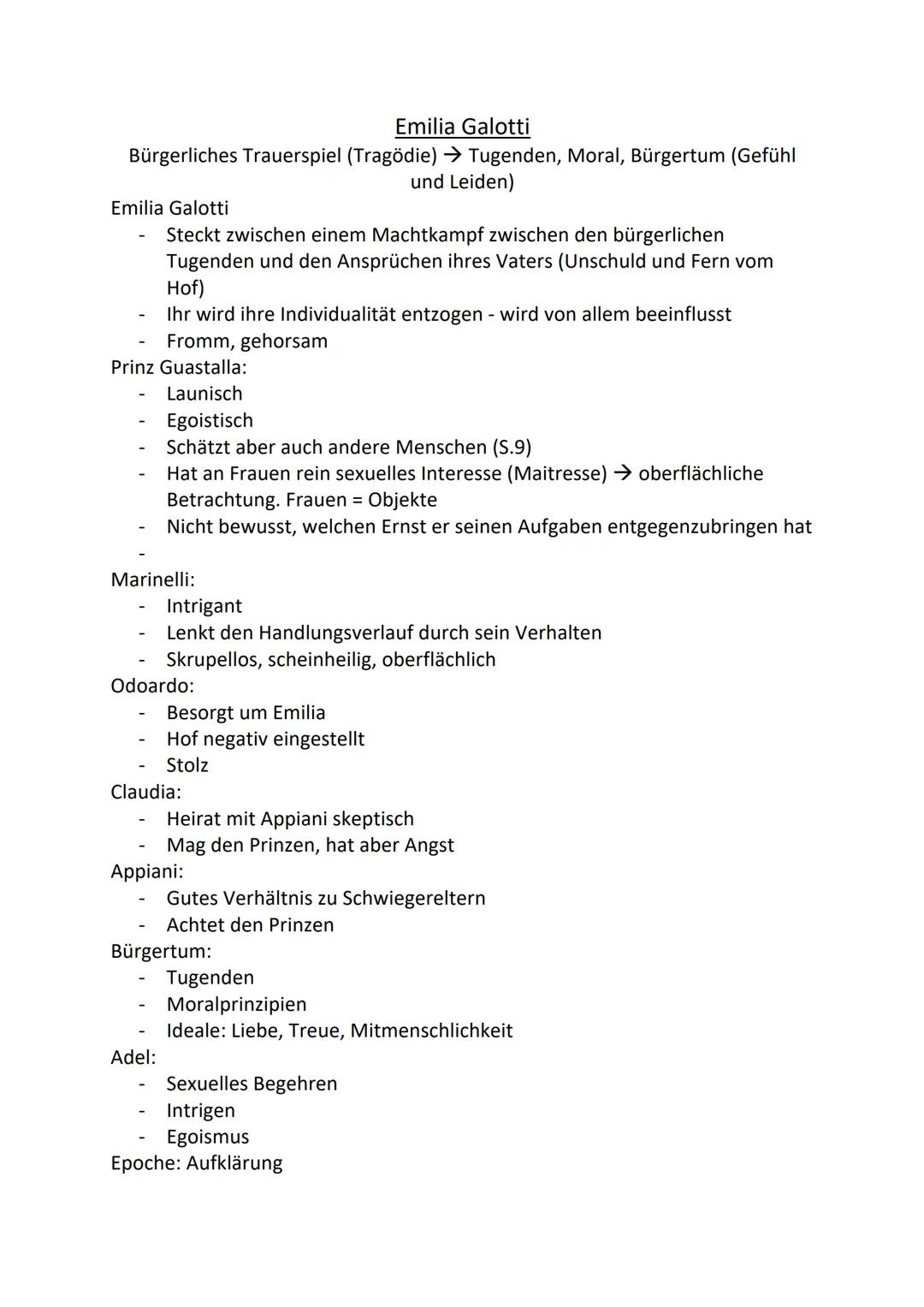 Emilia Galotti
Bürgerliches Trauerspiel (Tragödie) → Tugenden, Moral, Bürgertum (Gefühl
Emilia Galotti
und Leiden)
- Steckt zwischen einem M