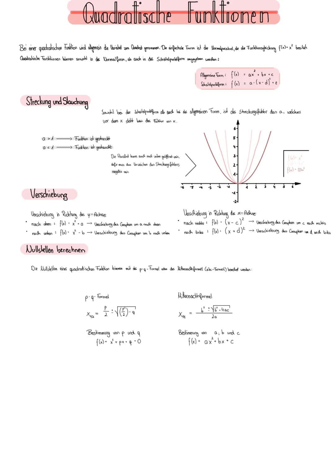 Quadratische Funktionen
Bei einer r quadratischen Funktion wird allgemein die Variabel 20m Quadrat genommen. Die einfachste Form ist die Nor