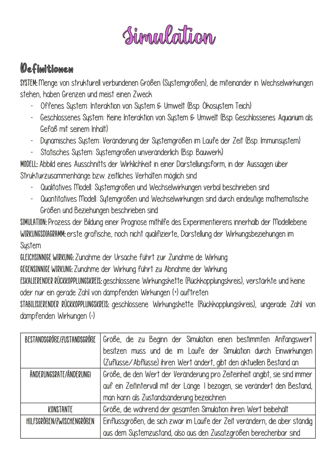 Definitionen
SYSTEM: Menge von strukturell verbundenen Größen (Systemgrößen), die miteinander in Wechselwirkungen
stehen, haben Grenzen und 