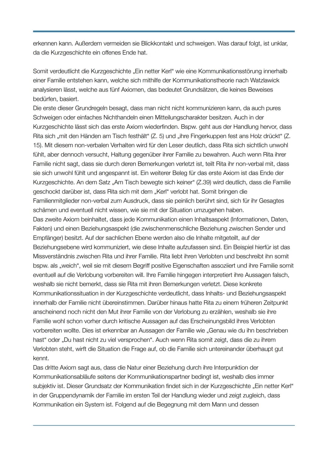 DEUTSCH LK - INTERPRETATION NACH PAUL WATZLAWICKS AXIOMEN
„Ein netter Kerl" - Gabriele Wohmann
In der 1987 veröffentlichten Kurzgeschichte ,