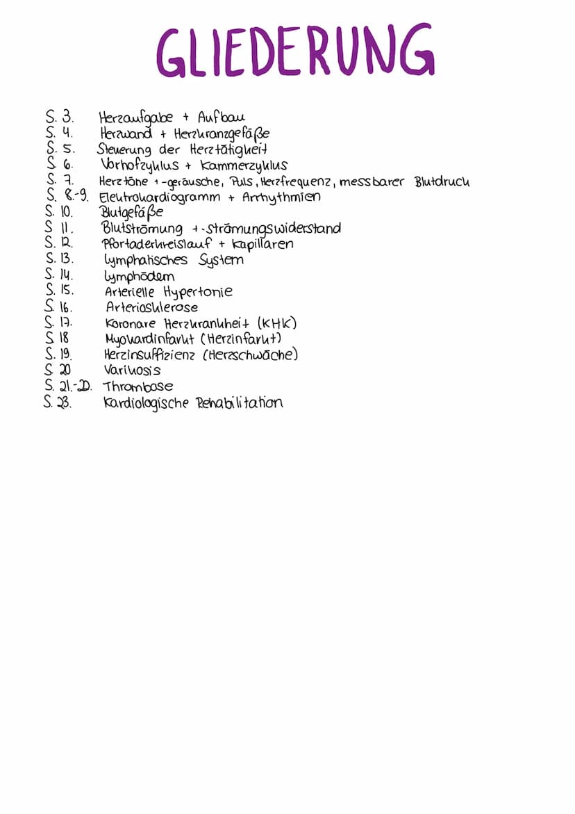  3.
S. 5.
+ Aufbau
Herzaufgabe
Herzwand + Herzkranzgefäße
Steuerung der Herz tätigheit
Vorhofzyklus + Kammerzyklus
Herz tone + -geräusche, P