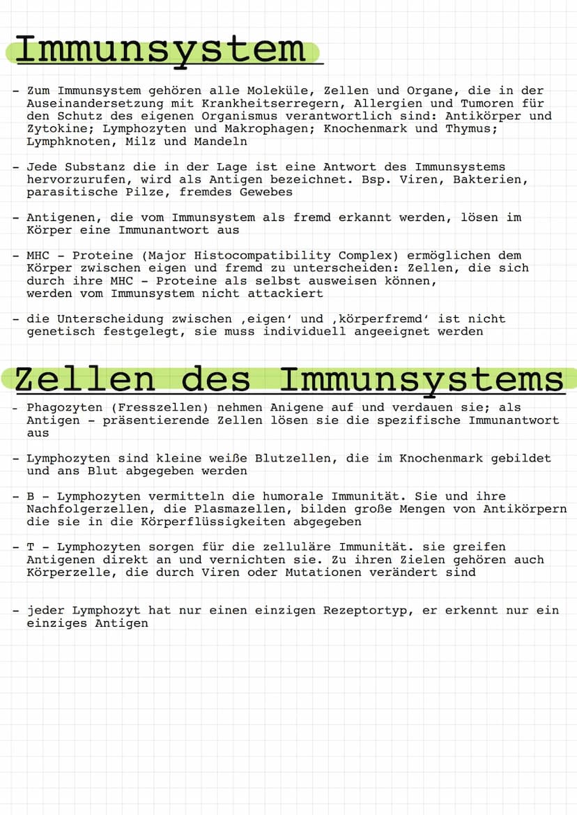 Immunbiologie Immunsystem
- Zum Immunsystem gehören alle Moleküle, Zellen und Organe, die in der
Auseinandersetzung mit Krankheitserregern, 