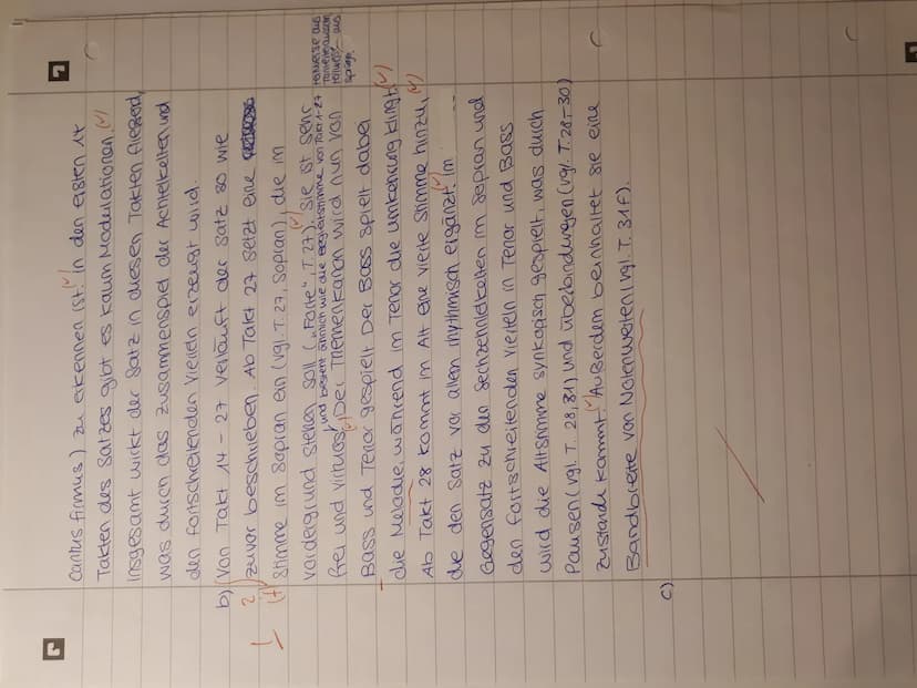 J
Klausur nr. 2
4) Die dritte Variation von Bachs, Vem Himmel hoch" ist
(bis Takt 28) ein dreistimmiger satz in C-Dur, der im
4/4 Takt gespi