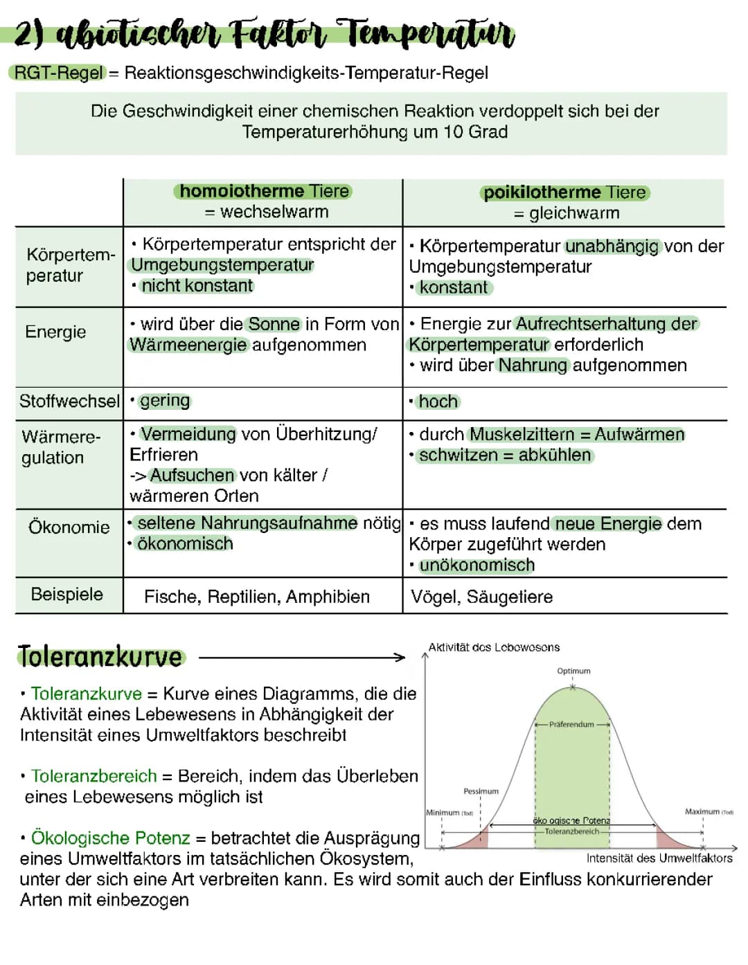 Abiotischer Faktor Temperatur 