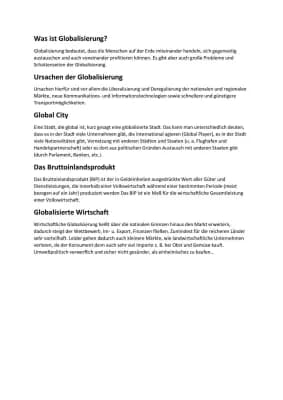 Know Lernzettel: Globalisierung  thumbnail