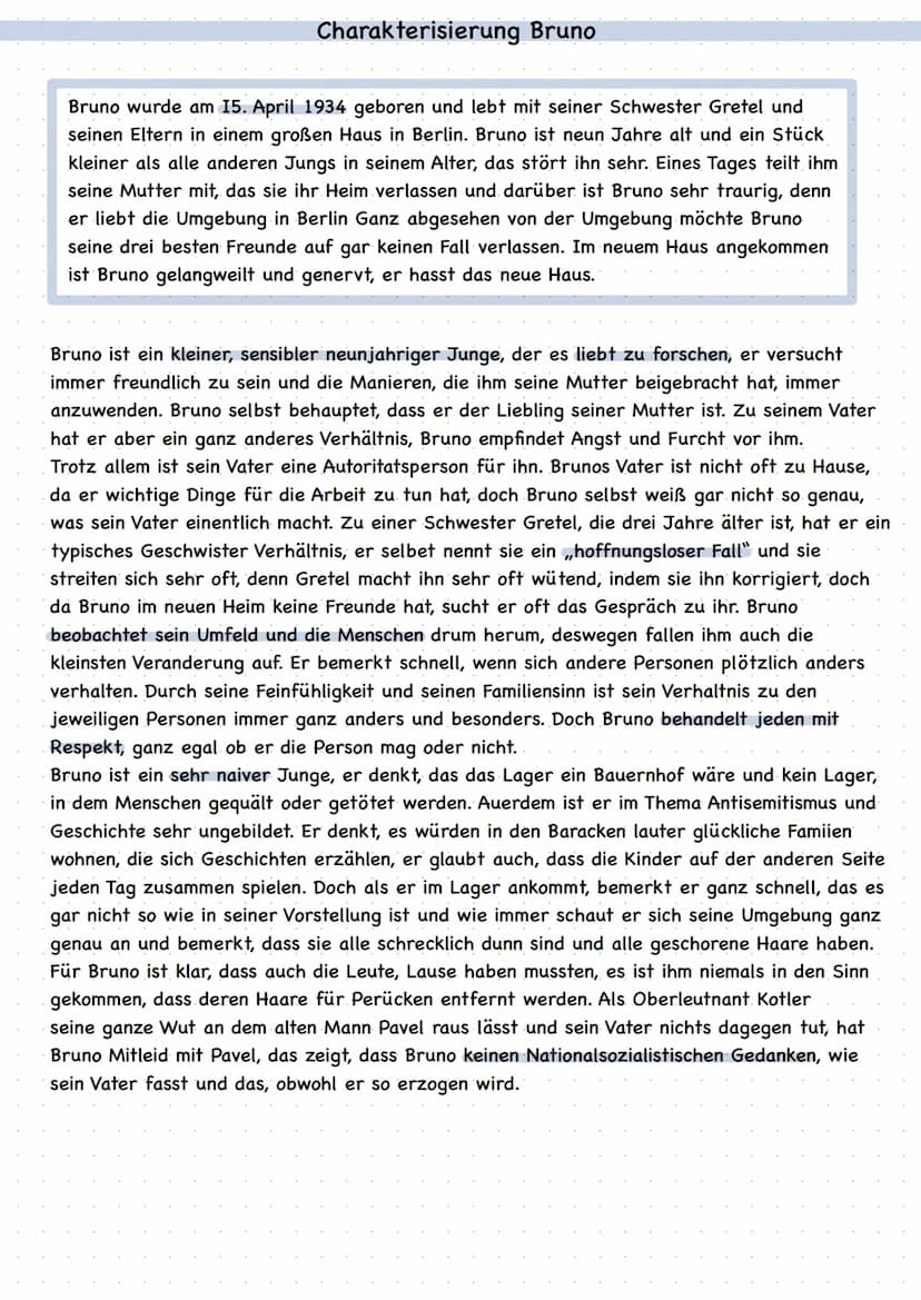 Der Junge im gestreiften Pojama Kapitel/Überschrift
Kapitel 1
Bruno macht eine
Entdeckung.
Kapitel 2
Das neue Haus.
Kapitel 3
Der hoffnungsl