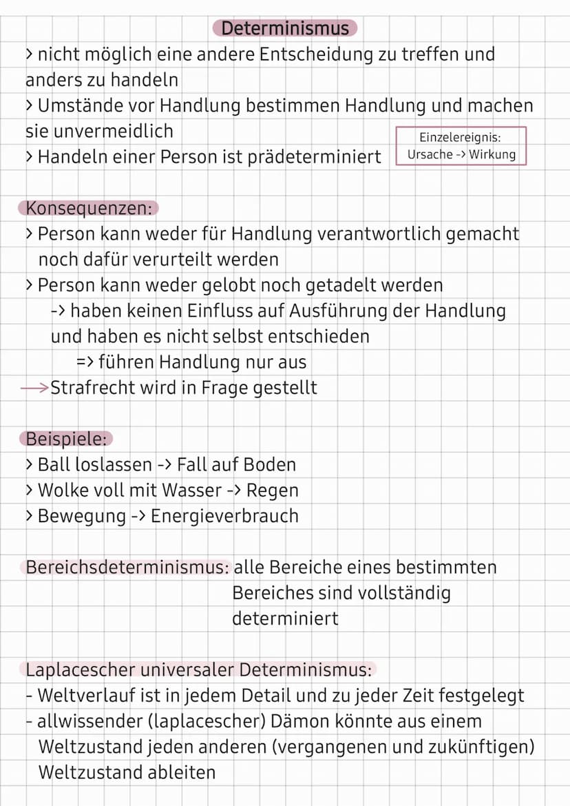 Freiheit
Willensfreiheit:
> wissen können, was man will
> Freiheit etwas zu wollen (ohne das Gewollte zu erreichen)
> keine äußere Behinderu