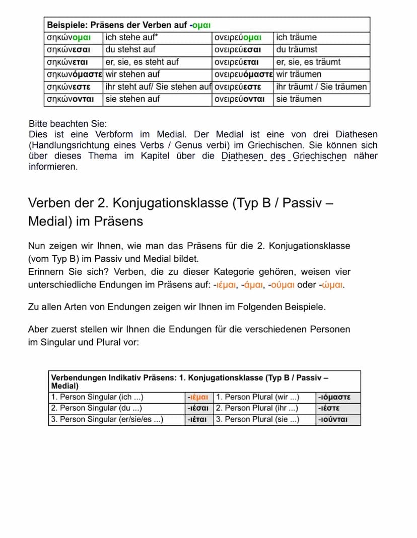 Präsensstamm des Verbs + Präsensendung der Konjugationsklasse
Zur Bildung der Gegenwart müssen Sie den Präsensstamm eines Verbs kennen.
An d