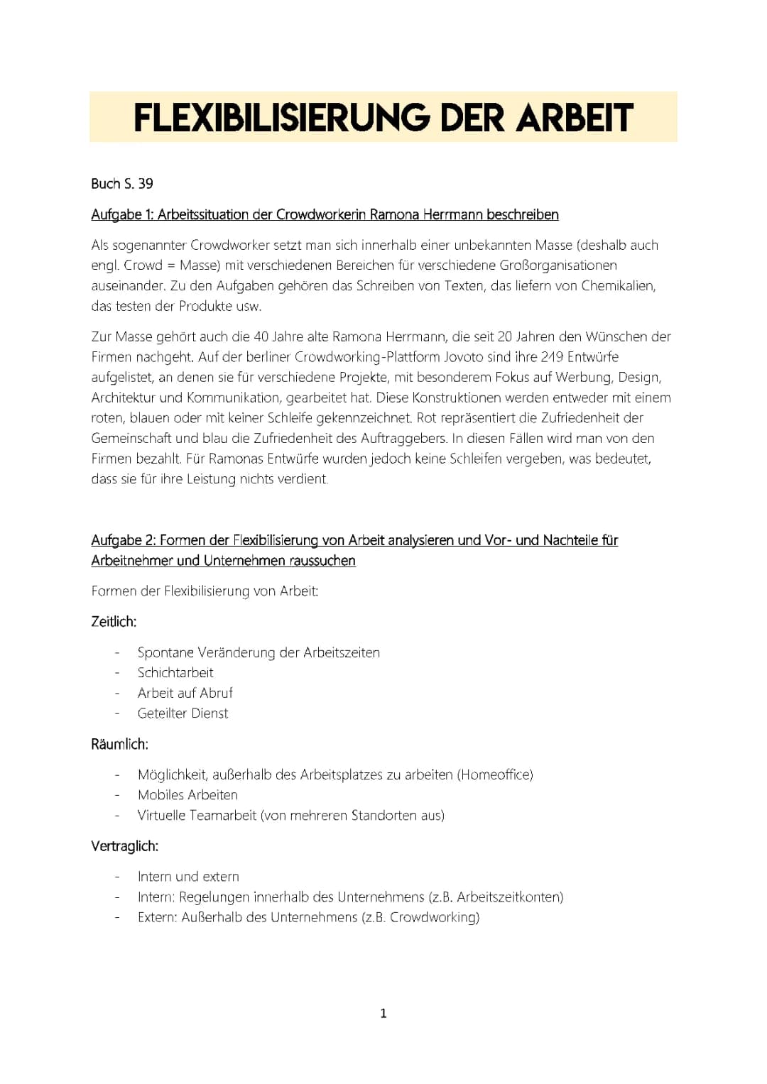 Flexibilisierung der Arbeit