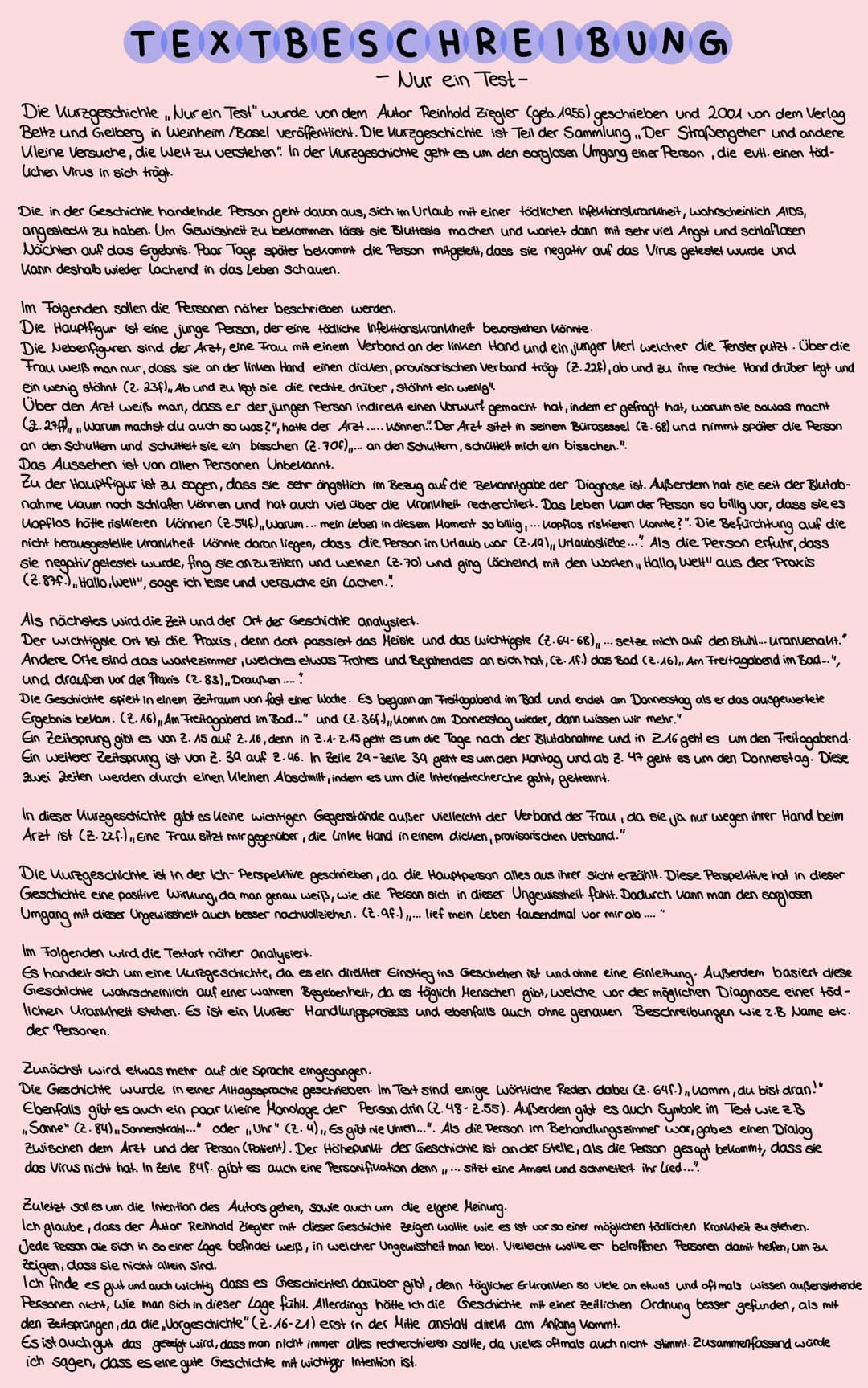 TEXTBESCHREIBUNG
Nur ein Test-
-
Die Kurzgeschichte, Nur ein Test" wurde von dem Autor Reinhold Ziegler (geb. 1955) geschrieben und 2001 von