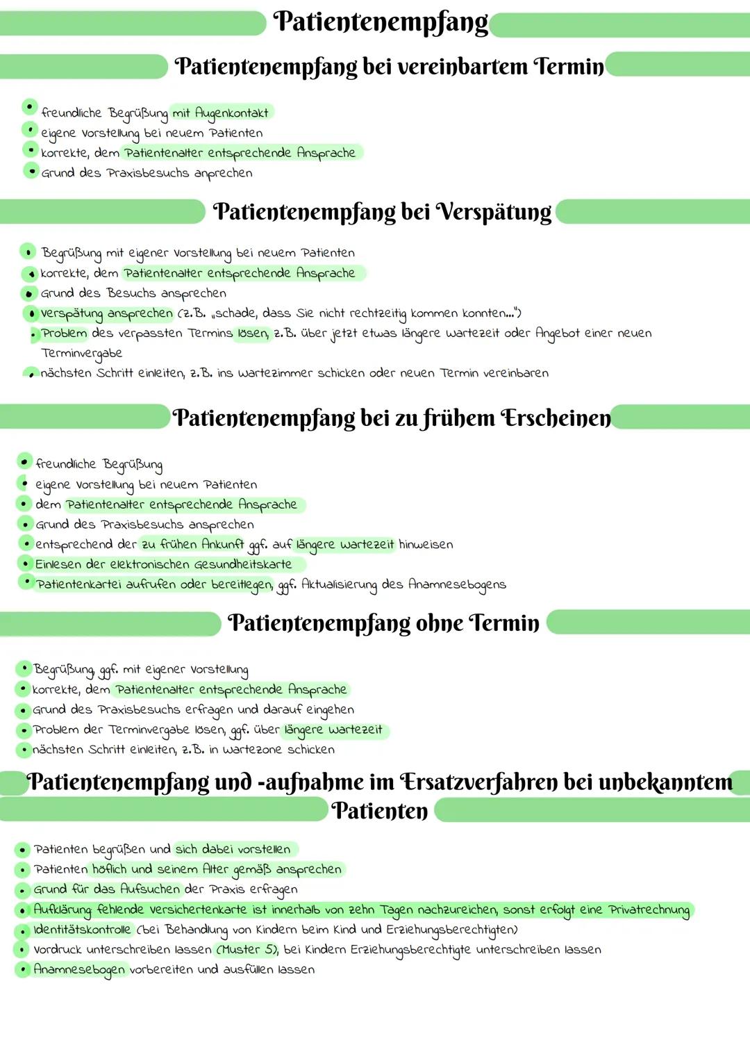 Patientenempfang
Patientenempfang bei vereinbartem Termin
freundliche Begrüßung mit Augenkontakt
eigene vorstellung bei neuem Patienten
korr