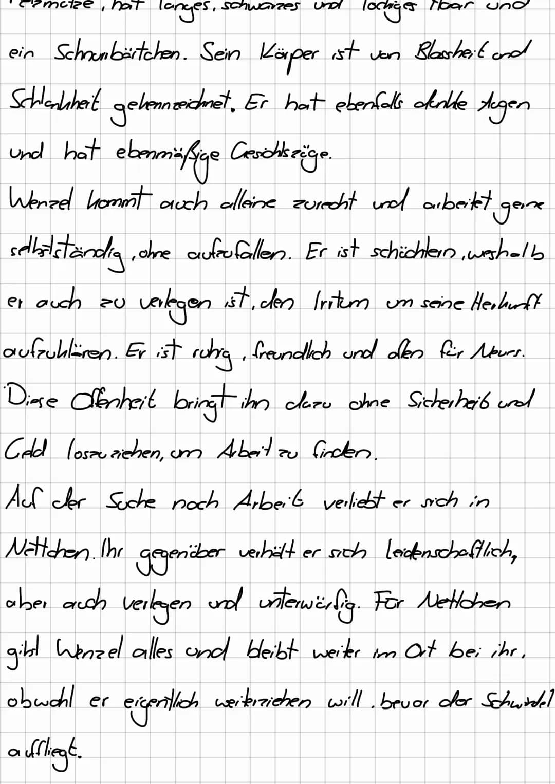 becised machen lente
achenleute
Charakterisierung:
Wenzel Strapinski
Aussehen: • dunkelgrauer Radmantel (S. 312.20)
schwarzer Sonntagsanzug 