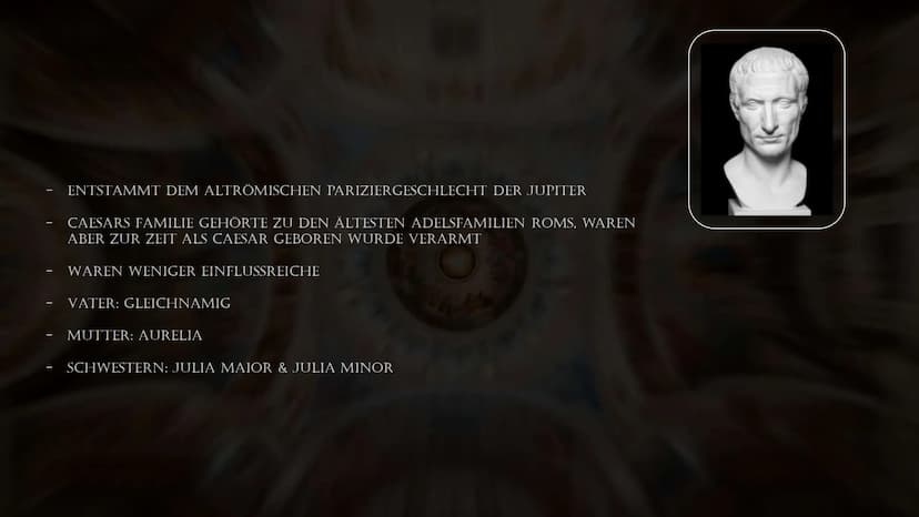 JULIUS
CAESAR ÜBERSICHT
STECKBRIEF
LEBENSLAUF
KINDHEIT & JUGEND
HISTORISCHER/POLITISCHER
HINTERGRUND
JULIANISCHE KALENDER
INSTITUT CAESAR
1 