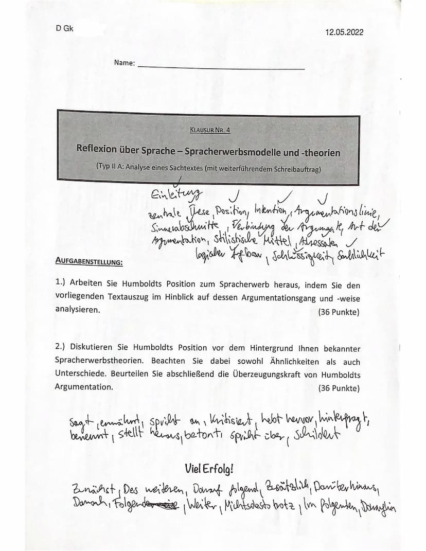 Erwartungshorizont (Spracherwerb)
Bruno
Teilaufgabe 1 (Analyse)-Anforderungen
Der Schüler/Die Schülerin
1 trägt eine aufgabenspezifische Ein