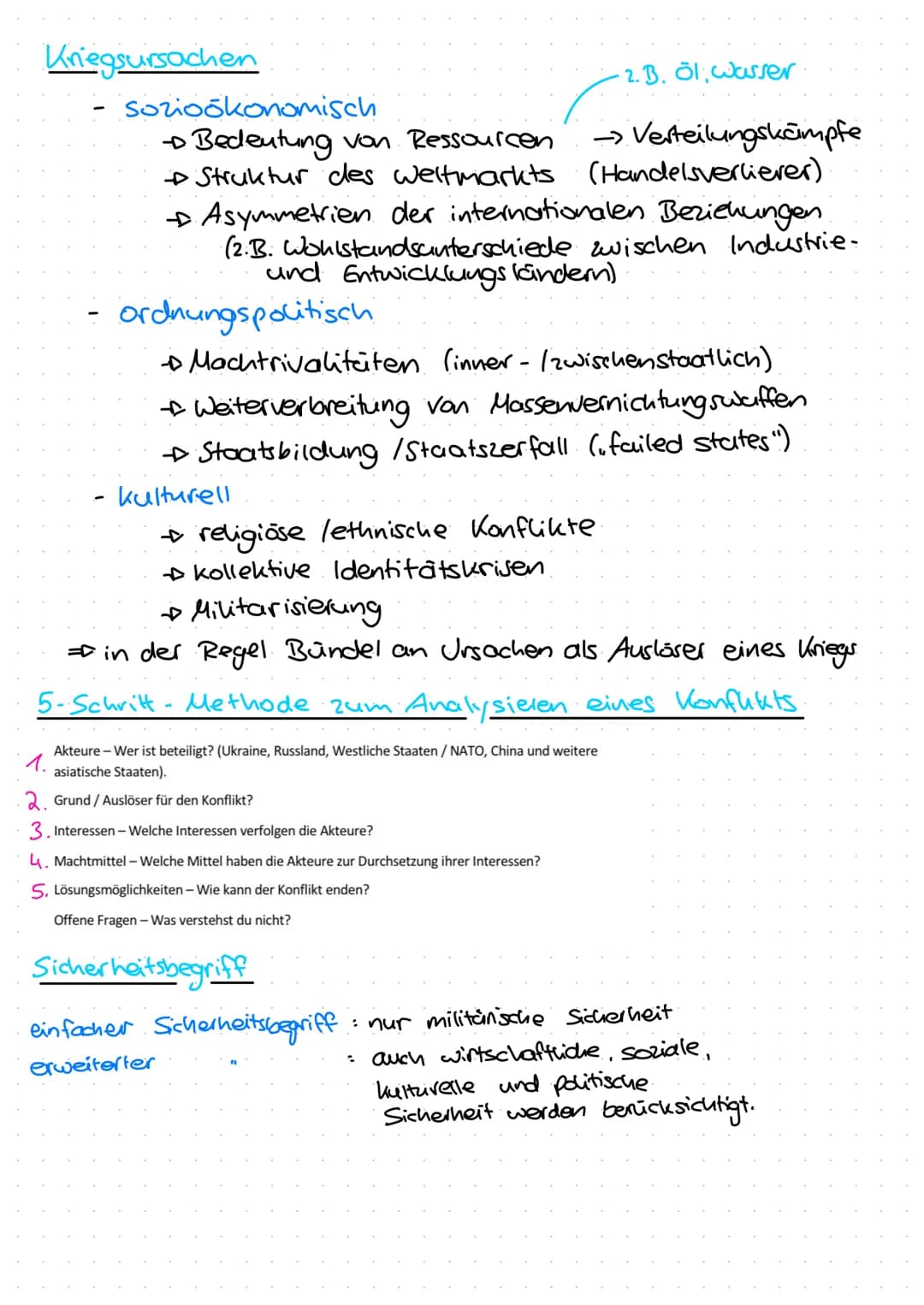 Merkmale eines Krieges
Auf einen Blick
Ursachen
sozioökonomische
Konflikte
ordnungspolitische
Konflikte
kulturelle
t Konflikte
Übrigens.... 