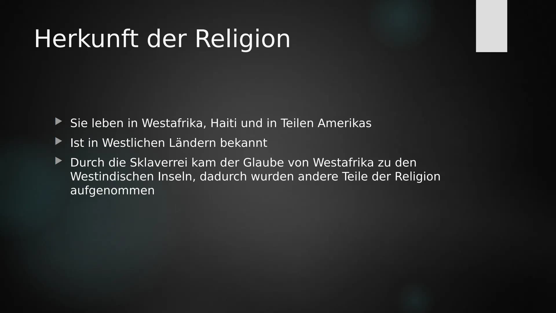 Voodoo
SANAY Herkunft der Religion
Sie leben in Westafrika, Haiti und in Teilen Amerikas
► Ist in Westlichen Ländern bekannt
Durch die Sklav