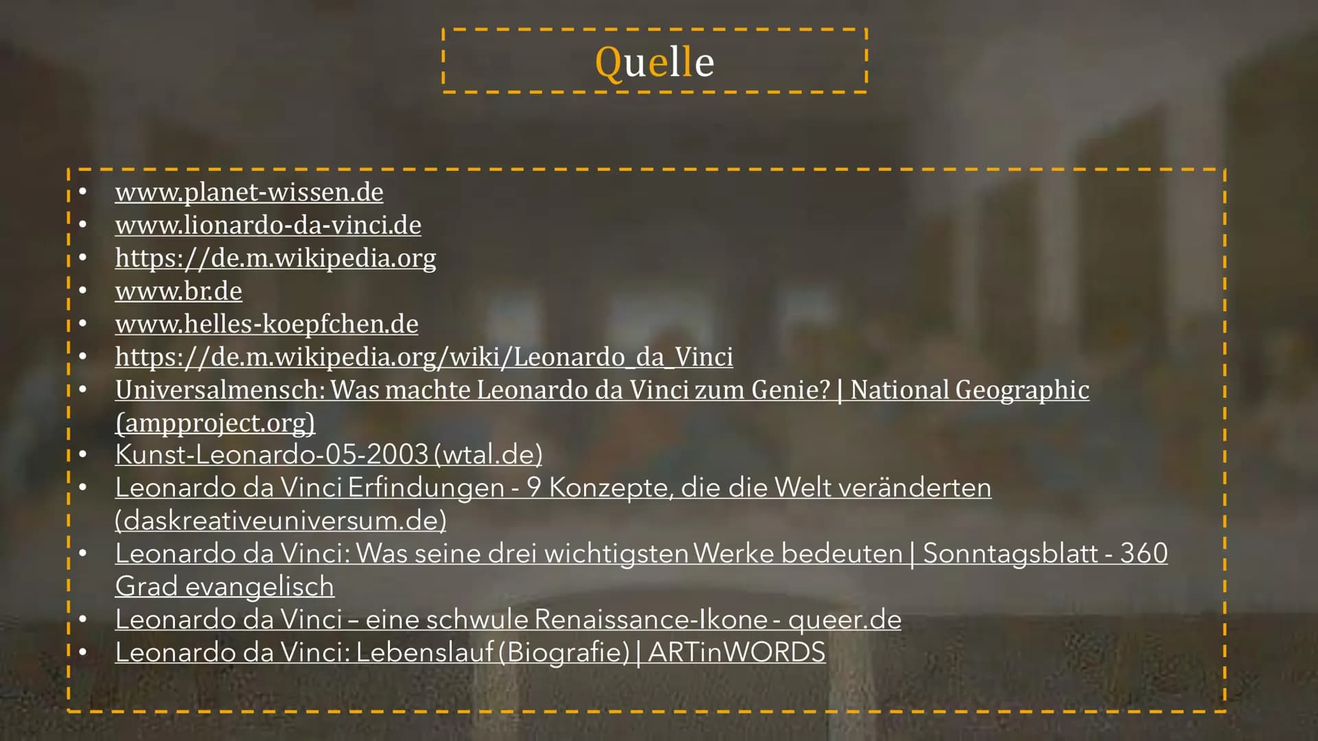 Leonardo da Vinci
Von : Marah Aljohmani und Yara Aljohmani Gliederung
Steckbrief
Rolle in der Renaissance
Da Vincis wichtigste Entdeckungen
