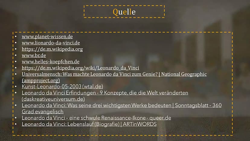 Leonardo da Vinci
Von : Marah Aljohmani und Yara Aljohmani Gliederung
Steckbrief
Rolle in der Renaissance
Da Vincis wichtigste Entdeckungen

