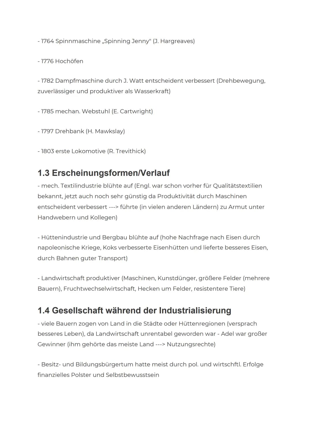 1. Industrialisierung in England
- auch Industrielle Revolution: ,,Umwandlung einer Agrargesellschaft in eine
Industriegesellschaft, gekennz