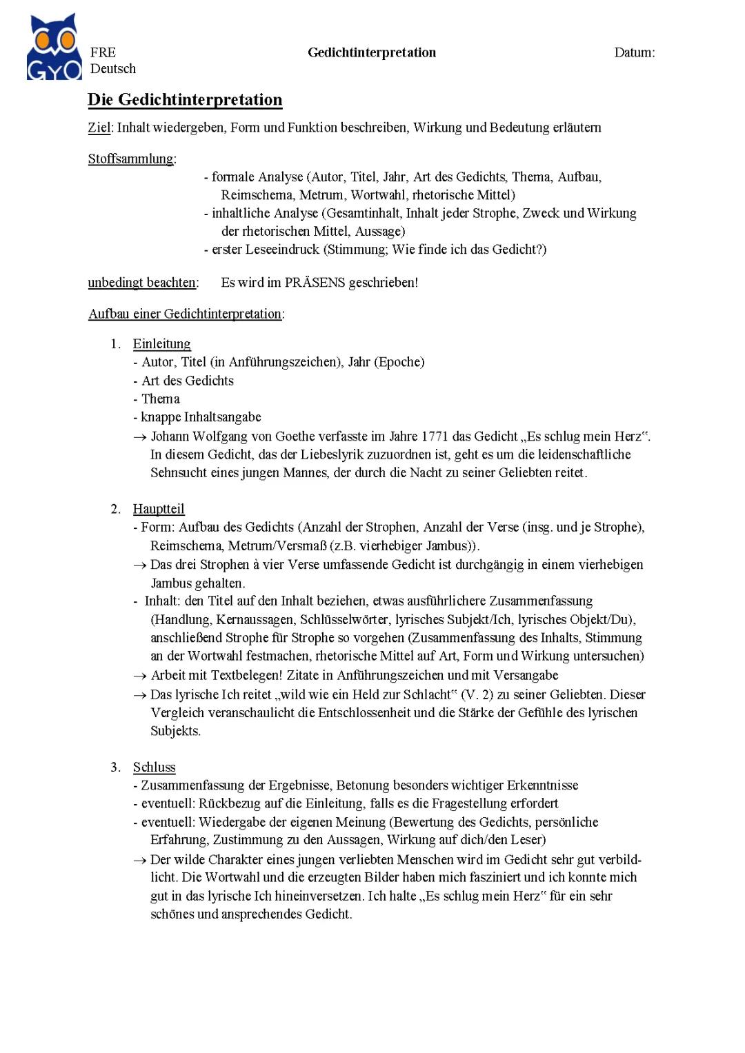 Die Gedichtinterpretation